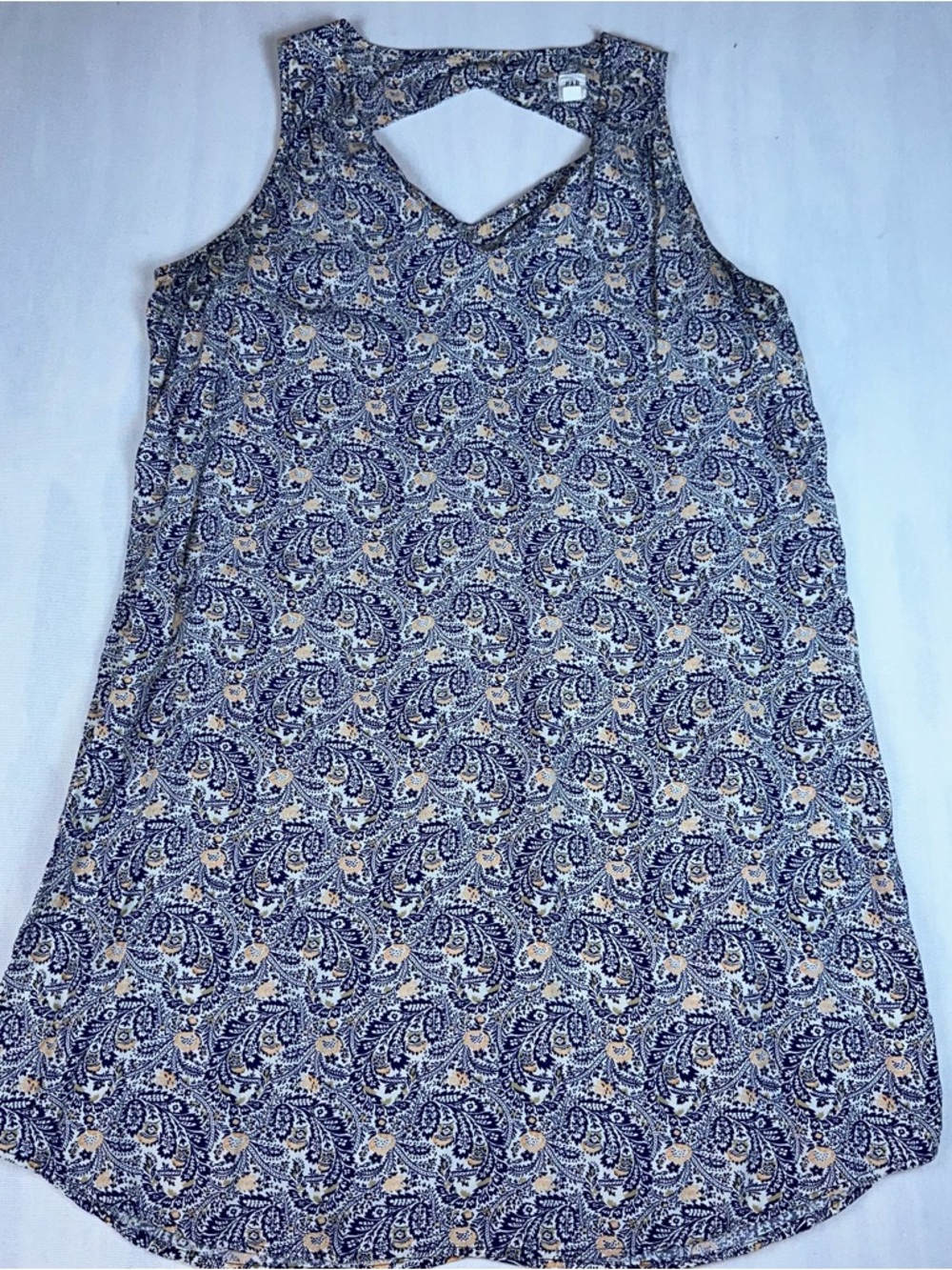 GAP Navy & Cream Paisley Print Sleeveless Dress Size: Large